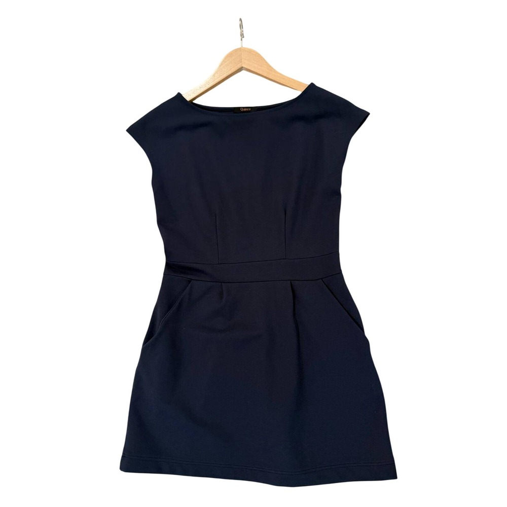 Quince Navy Blue Cap Sleeve Fit and Flare Mini Dress with Pockets XS